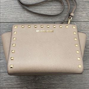 Michael Kors Studded Small Selma Satchel Dark Dune